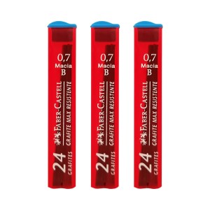 Grafites Para Lapiseiras 0.7 B Macio - Kit com 3 Tubos - Faber-Castell