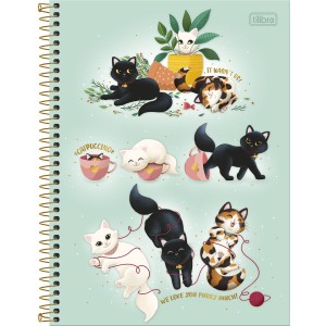 Caderno 1 Matéria Universitário Espiral Purrfect Cats - Tilibra
