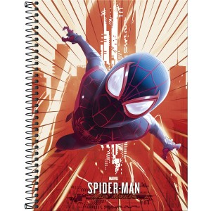 Caderno 10 Matérias Universitário Espiral Homem Aranha Game Verse Miles Morales - Tilibra
