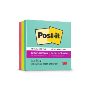 Bloco Notas Adesivas Post-it 3 Blocos 76mm x 76mm 270 folhas - 3M