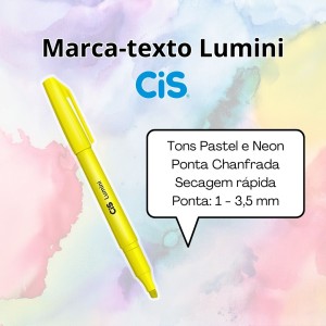 Kit Caneta Marca-Texto Neon Lumini 6 cores + 1 Amarela - Cis