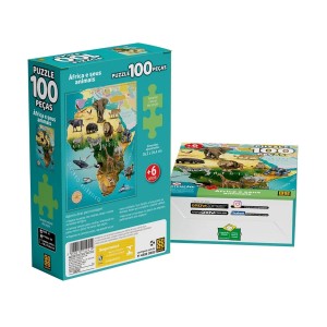 Quebra-cabeça 100 peças África e seus animais - Grow