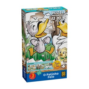 Quebra-cabeça Progressivo O Patinho Feio 12, 20 e 30 peças - Grow