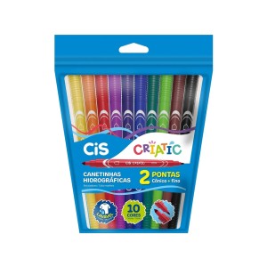 Canetinhas Hidrográficas Cis Criatic 2 Pontas - 10 Cores