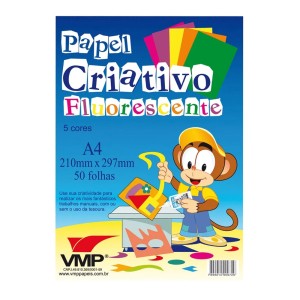Papel Criativo Fluorescente - 5 Cores - A4