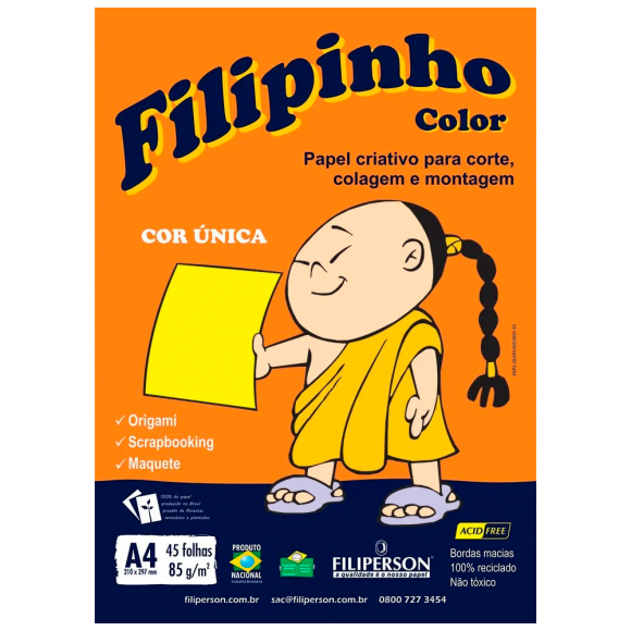 Papel Criativo Filipinho Color - Amarelo - A4