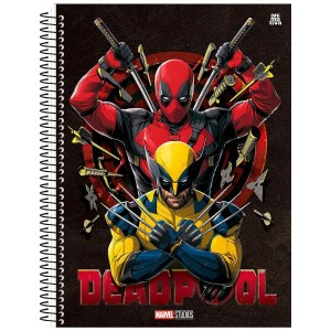 Caderno 20 Matérias Universitário Espiral Deadpool - Animativa