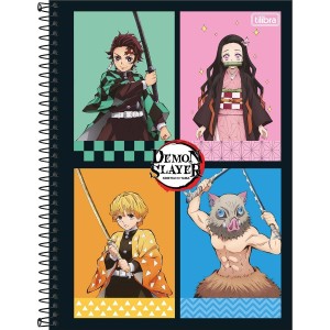 Caderno 10 Matérias Universitário Espiral Demon Slayer - Tilibra