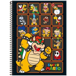 Caderno 10 Matérias Universitário Espiral Super Mario - Foroni