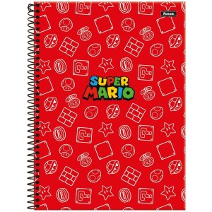 Caderno 10 Matérias Universitário Espiral Super Mario - Foroni