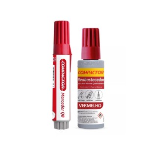 Kit Marcador Quadro Branco Vermelho + Refil  - Compactor