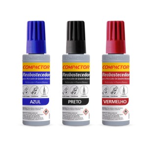 Kit Reabastecedor Marcador Quadro Branco 30ml 3 cores - Compactor