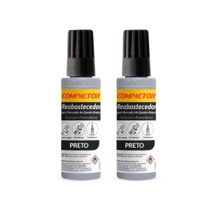 Kit Reabastecedor Marcador Quadro Branco Preto 30ml 2 Unidades - Compactor
