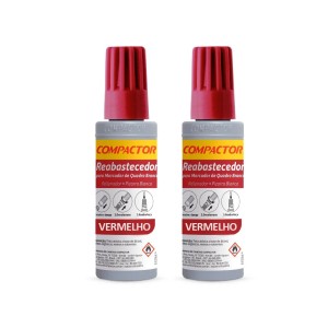 Kit Reabastecedor Marcador Quadro Branco Vermelho 30ml 2 Unidades - Compactor