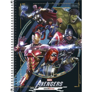 Caderno 1 Matéria Universitário Espiral Vingadores Avengers Game - Tilibra