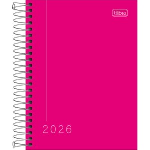 Agenda Espiral Diária 11,7 x 16,4 cm Pepper Rosa 2026 - Tilibra