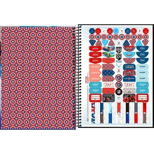 Caderno 10 Matérias Universitário Espiral Capitão América - Tilibra