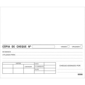 Pacote c/10 Unidades - Cópia de Cheque Branca - São Domingos