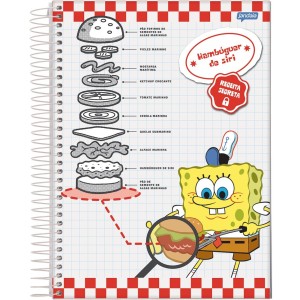 Caderno 1 Matéria Universitário Espiral Bob Esponja - Jandaia