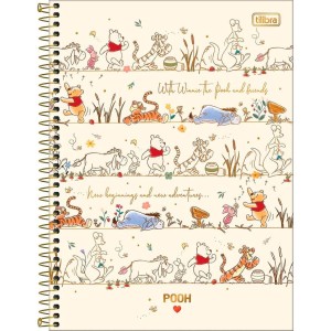 Caderno 1 Matéria Universitário Espiral Pooh - Tilibra