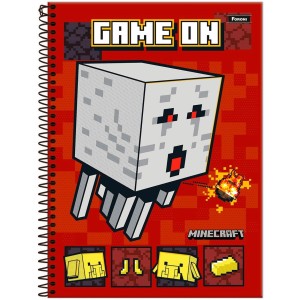 Caderno 1 Matéria Universitário Espiral Minecraft - Foroni