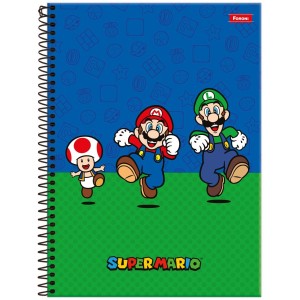 Caderno 10 Matérias Universitário Espiral Super Mario - Foroni