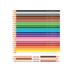 Lápis de Cor Faber-Castell 24 Cores + 3 Bicolor Caras e Cores (Tons de Pele)  (30 Cores)