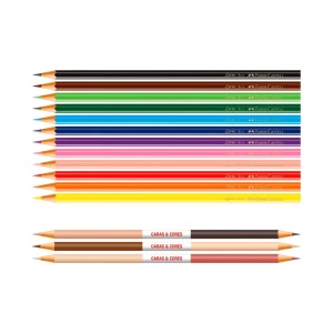 Lápis de Cor Faber-Castell 12 Cores + 3 Bicolor Caras e Cores (Tons de Pele)  (18 Cores)
