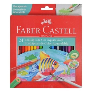 Lápis de Cor Aquarelável 24 Cores + Pincel Faber-Castell