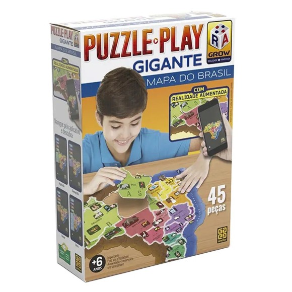 Quebra-cabeça - Puzzle Play Gigante Mapa do Brasil 45 peças - Grow