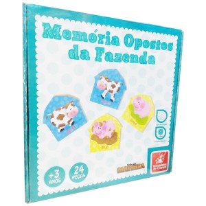 Memória Opostos da Fazenda - 24 Peças - Brincadeira de Criança