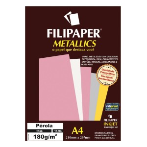 Papel Especial Pérola Rosa A4 180g/m² - 15 folhas - Filipaper