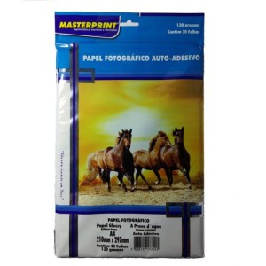 Papel Fotográfico Auto-Adesivo A4 130g/m² - 20 folhas - Masterprint