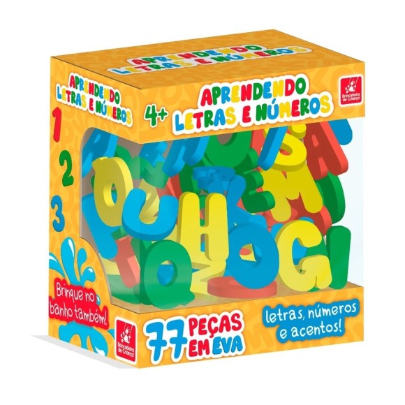 Aprendendo Letras e Números - E V A - 77 Peças - Brincadeira de Criança