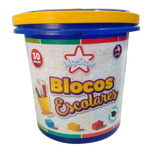 Balde Blocos Escolares - 30 Peças - Big Star