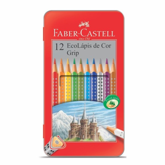 Lápis de Cor 12 Cores Grip Lata - Faber-Castell