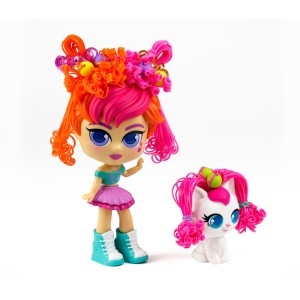 Boneca Curli Girls e Mascote - Mei Li e Lulu - Brinquedos Rosita