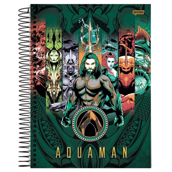 Caderno 10 Matérias Universitário Espiral Aquaman - Jandaia