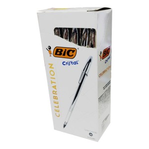Caneta 1.0mm Celebration Preta Corpo Prata - Caixa c/ 25 unidades - Bic