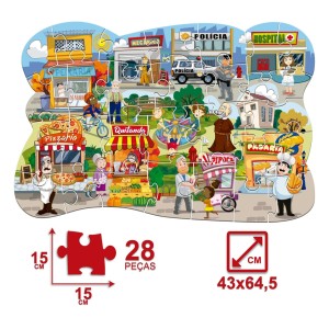 Quebra-Cabeça Gigante 28 peças Vila Feliz Bordas Orgânicas - Pais & Filhos