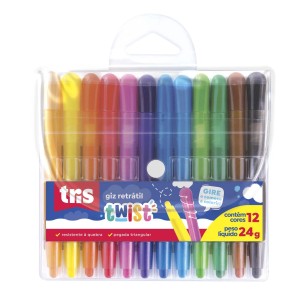 Giz Retrátil Twist - 12 Cores - Tris