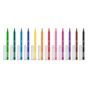 Canetinha Hidrocor Ponta Fina Mega Hidro Color - 12 Cores - Tris