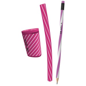 Kit Papelaria Trio Cis Spiro Lápis Borracha e Apontador (Rosa)