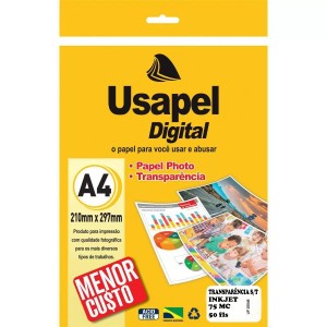 Transparência S/T Inkjet 75mc A4 - 50 folhas - Usapel