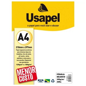 Papel Especial Pérola Branco 180g/m² A4 - 30 folhas - Usapel