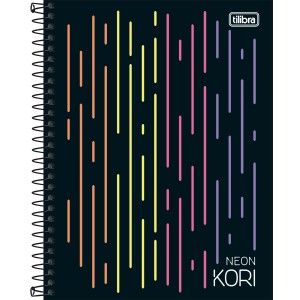 Caderno COLEGIAL Neon Kori 80 Folhas Coloridas e SEM PAUTA - Tilibra