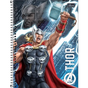 Caderno 10 Matérias Universitário Espiral Vingadores Thor - Tilibra