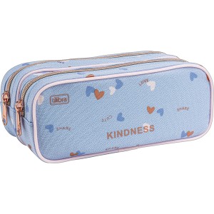 Estojo Duplo Grande Académie Coração Metalizado - Tilibra