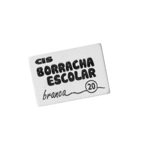 Borracha Escolar Branca Grande nº20 - Kit c/ 10 Unidades - Cis
