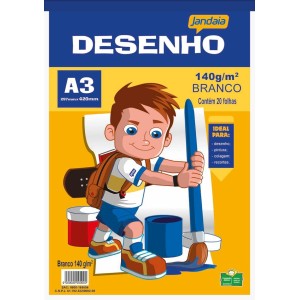 Bloco A3 Desenho - Branco - 20 Folhas - Jandaia